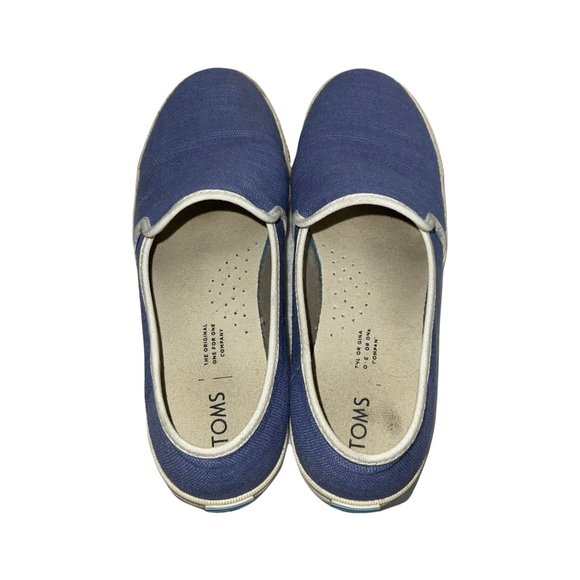 Toms Ortholite Blue Canvas Slip On Loafers Shoes Women's 7.5 - Picture 8 of 10